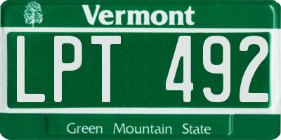VT license plate LPT492