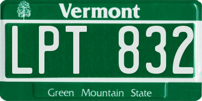 VT license plate LPT832