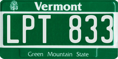 VT license plate LPT833