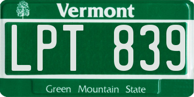 VT license plate LPT839
