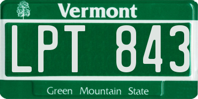 VT license plate LPT843