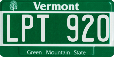 VT license plate LPT920