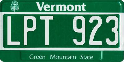 VT license plate LPT923