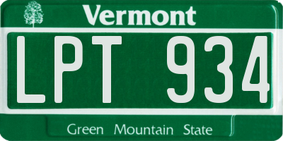 VT license plate LPT934
