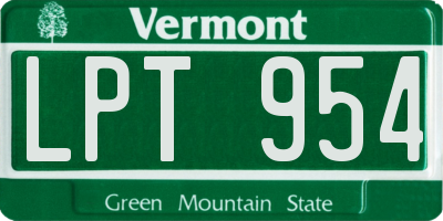 VT license plate LPT954