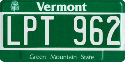 VT license plate LPT962