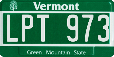 VT license plate LPT973