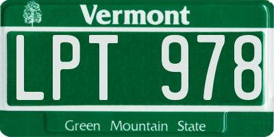 VT license plate LPT978