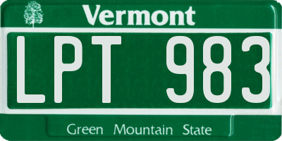 VT license plate LPT983