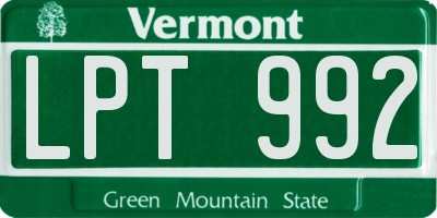 VT license plate LPT992