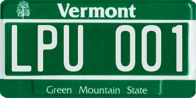 VT license plate LPU001