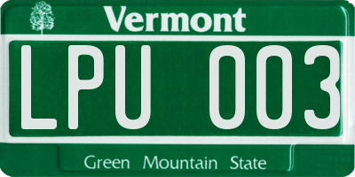 VT license plate LPU003