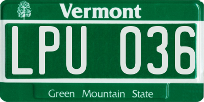 VT license plate LPU036