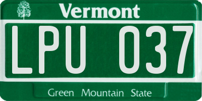 VT license plate LPU037