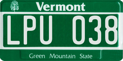 VT license plate LPU038