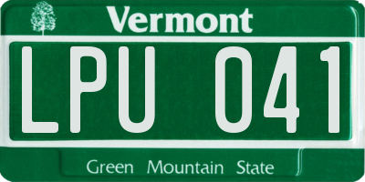 VT license plate LPU041