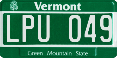 VT license plate LPU049