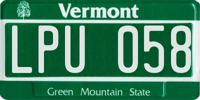 VT license plate LPU058