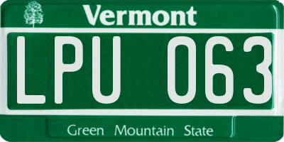 VT license plate LPU063