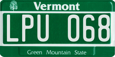 VT license plate LPU068