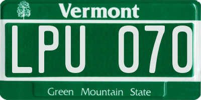 VT license plate LPU070