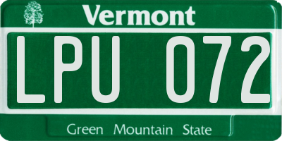 VT license plate LPU072