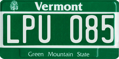 VT license plate LPU085