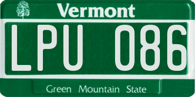 VT license plate LPU086