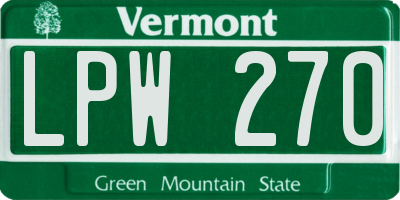 VT license plate LPW270
