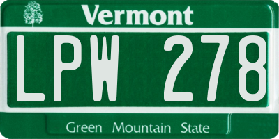VT license plate LPW278