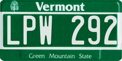 VT license plate LPW292