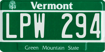 VT license plate LPW294