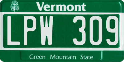 VT license plate LPW309