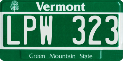 VT license plate LPW323