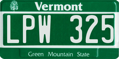VT license plate LPW325