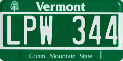 VT license plate LPW344