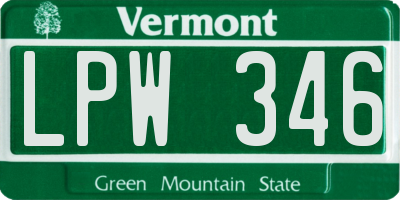VT license plate LPW346