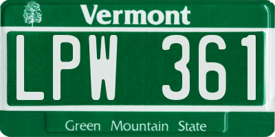 VT license plate LPW361