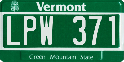 VT license plate LPW371