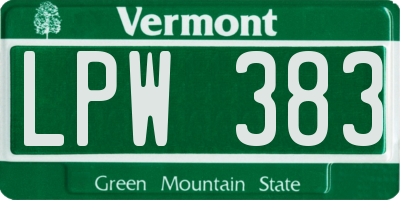 VT license plate LPW383
