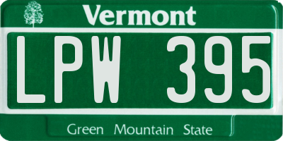 VT license plate LPW395