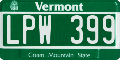 VT license plate LPW399