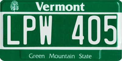 VT license plate LPW405