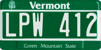 VT license plate LPW412