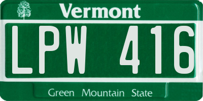 VT license plate LPW416