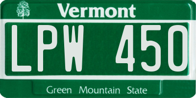 VT license plate LPW450