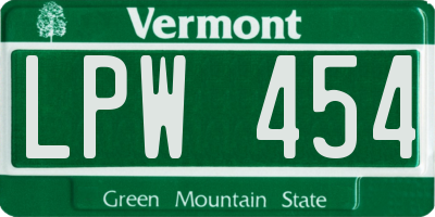 VT license plate LPW454