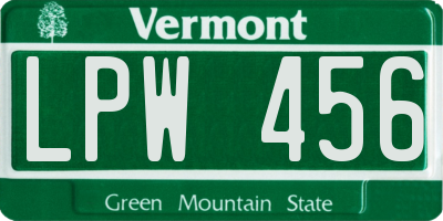 VT license plate LPW456