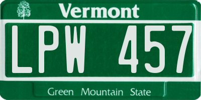VT license plate LPW457