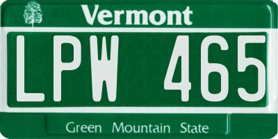 VT license plate LPW465